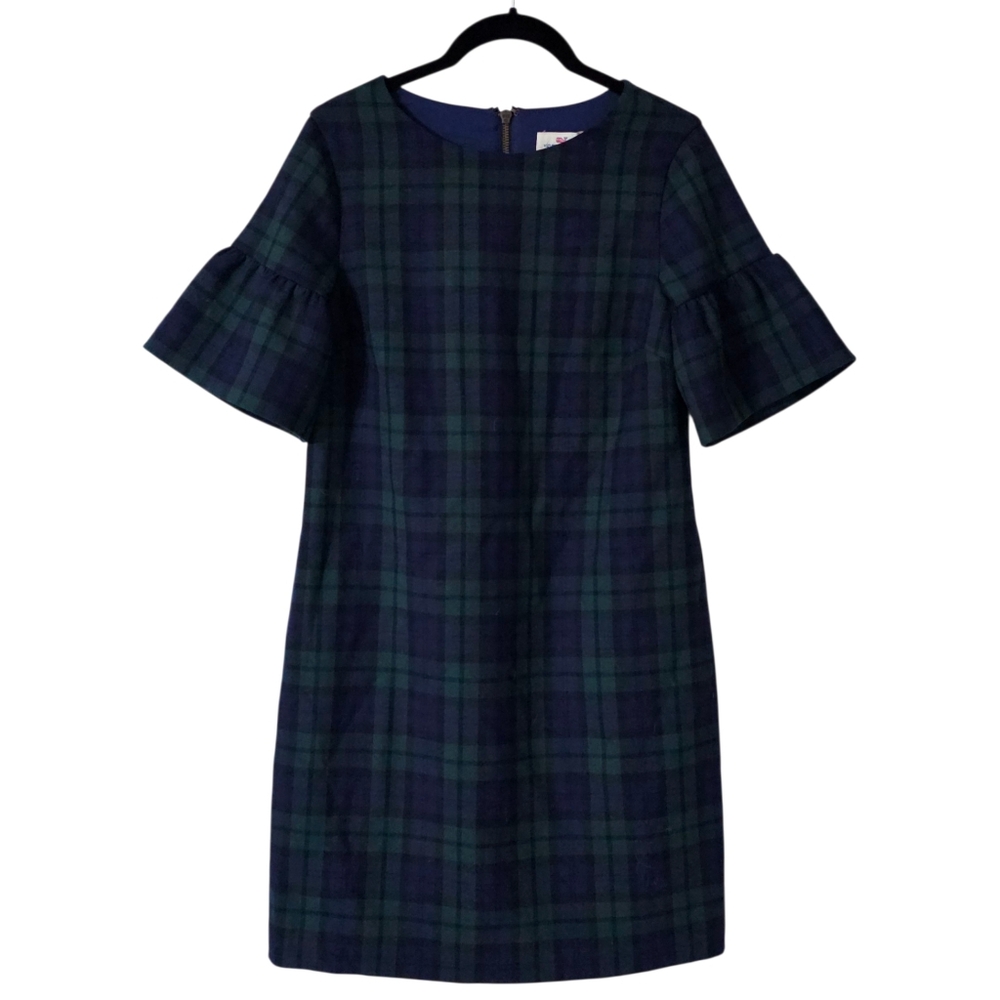 VINEYARD VINES Blackwatch Flutter Sleeve Plaid Dress Womens 00
